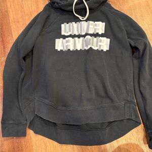 Under Armour Black Pullover Hoodie with White Logo